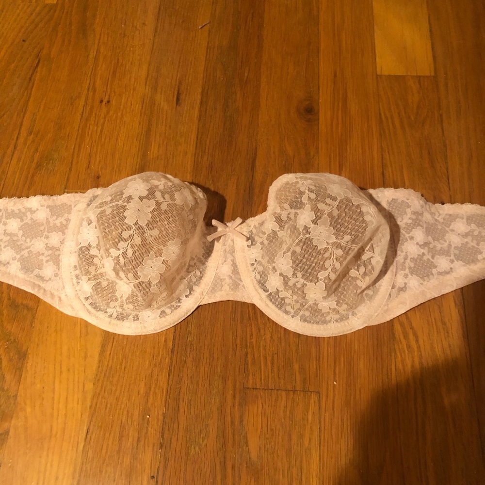 Strapless Lace Bra - size 36C - beige